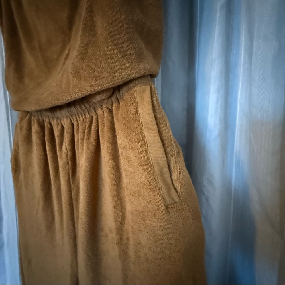 Aerie OFFLINE Terrycloth Wide Leg Jumpsuit in Golden Brown, Size S - Picture 6 of 15